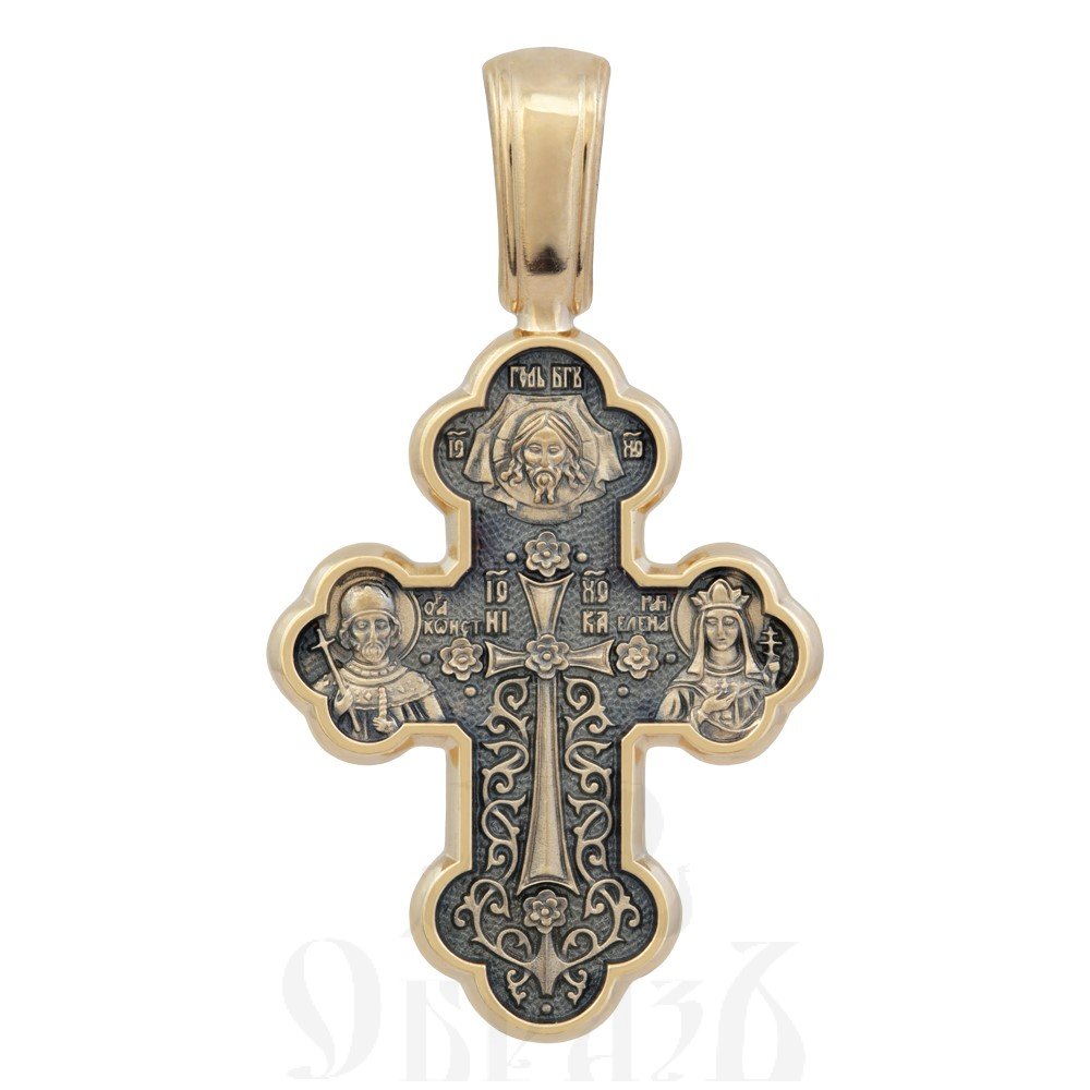 крест «крестовоздвижение. донская икона божией матери», золото 585 проба желтое (арт. 201.073)