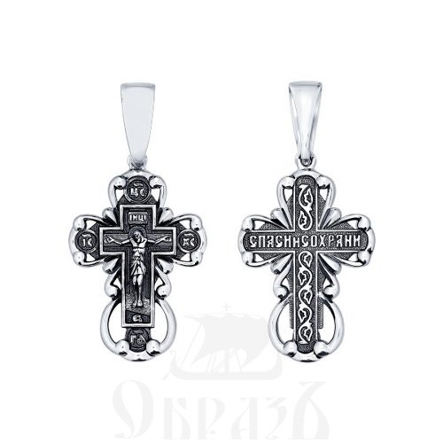 серебряный крест с молитвой «спаси и сохрани» (sokolov 95120064), 925 проба