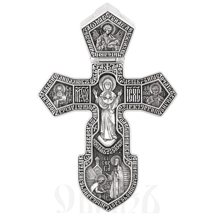 русский воинский крест, золото 585 проба белое (арт. 201.538-3)