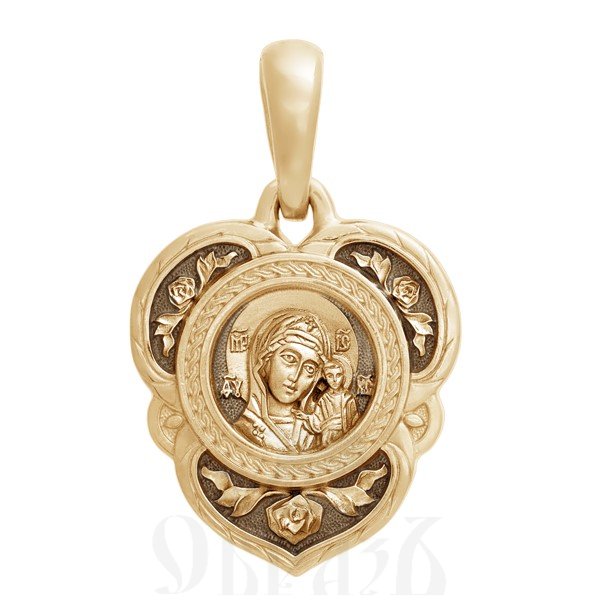 образок «казанская икона божией матери. хризма», золото 585 проба желтое (арт. 202.238)